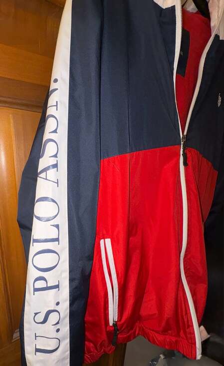 U.S. Polo Assn. Men's Fleece Lined Tricolor Block Windbreaker Jacket - Picture 2 of 4